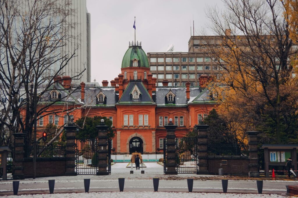 facade of former hokkaido government office in japan